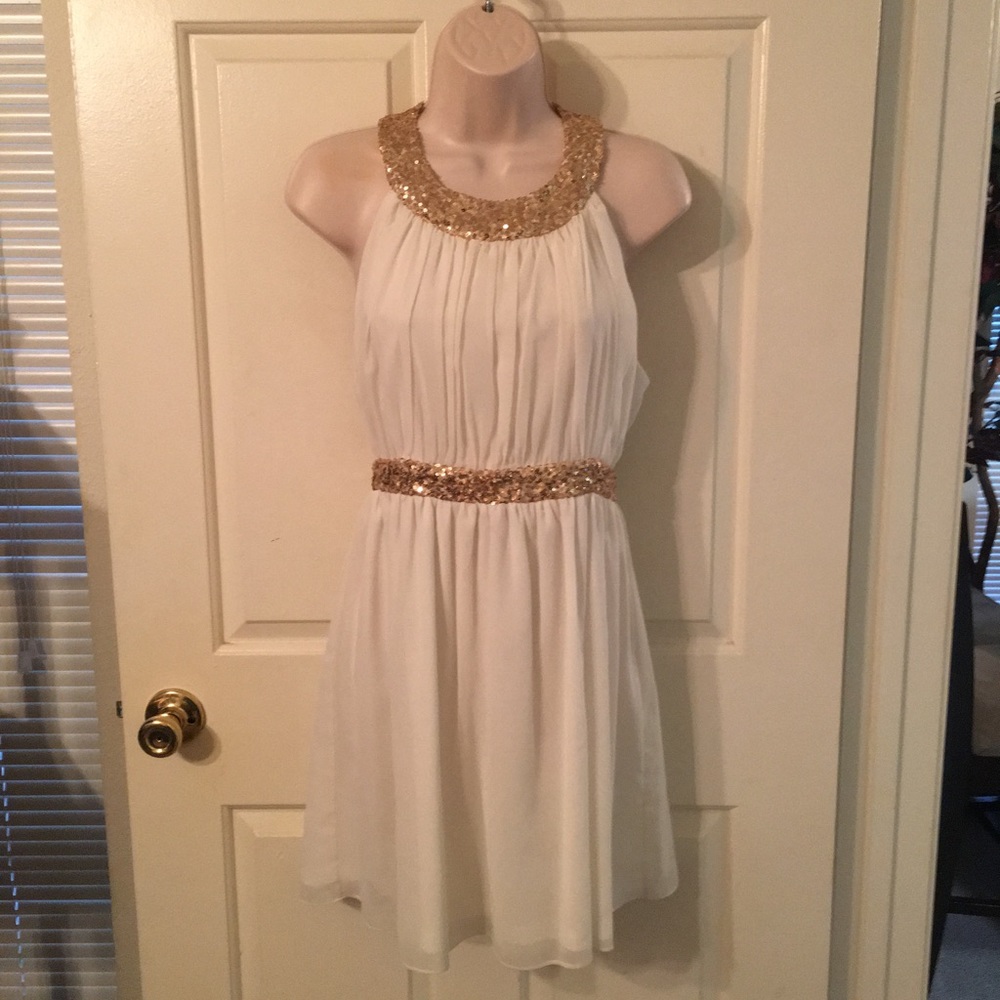 Red Clover Ivory/Gold Dress Size M
